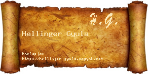 Hellinger Gyula névjegykártya